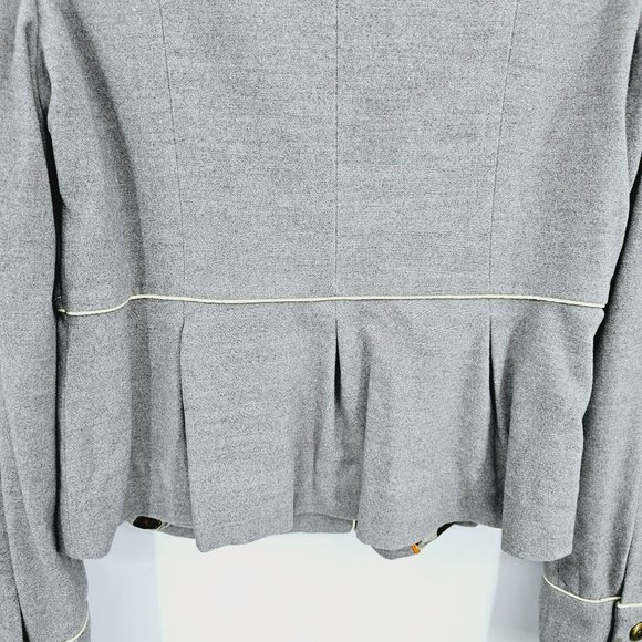 Anthropologie Taikonhu High Line Jacket Peplum Crop Blazer 4 Grey Button Front - Picture 11 of 14